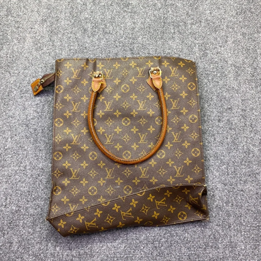 Louis Vuitton Monogram Sac Plat Tote Bag Brown Canvas Vintage M53152
